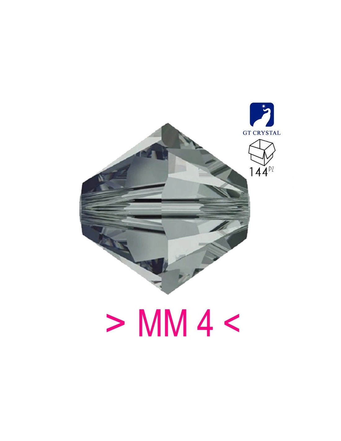 Bicone  Bl. Diamond 4 mm- 144 pcs - Biconi