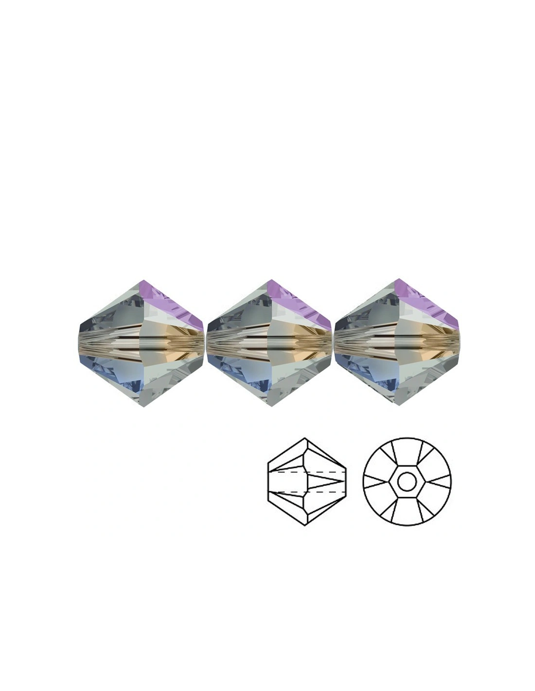 Bicono in Cristallo GT Crystal mm 4 Bl. Diamond AB - 144 PZ