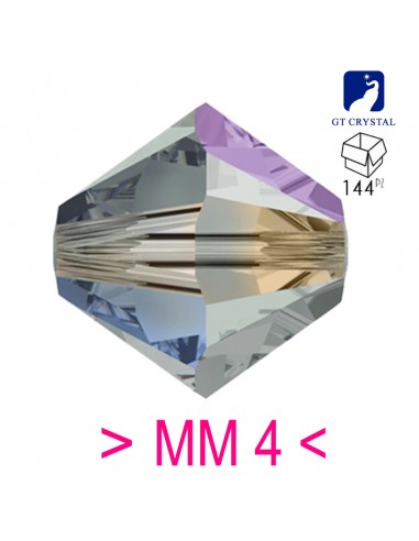 Bicono in Cristallo GT Crystal mm 4 Bl. Diamond AB - 144 PZ