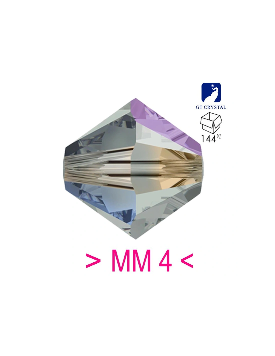 Bicone Bl. Diamond AB 4 mm - 144 pcs - Biconi