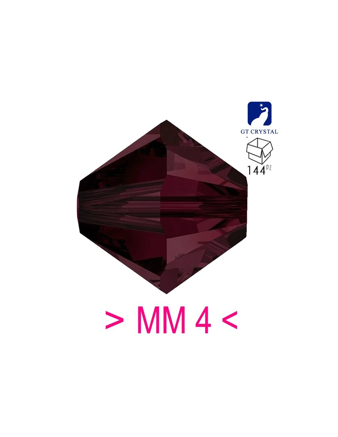 Bicone Dark Siam 4 mm  - 144 pcs - Biconi