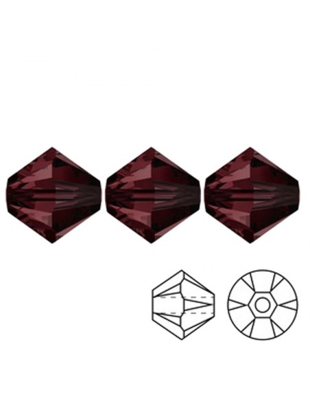 Bicono in Cristallo GT Crystal mm 4 Dark Siam - 144PZ