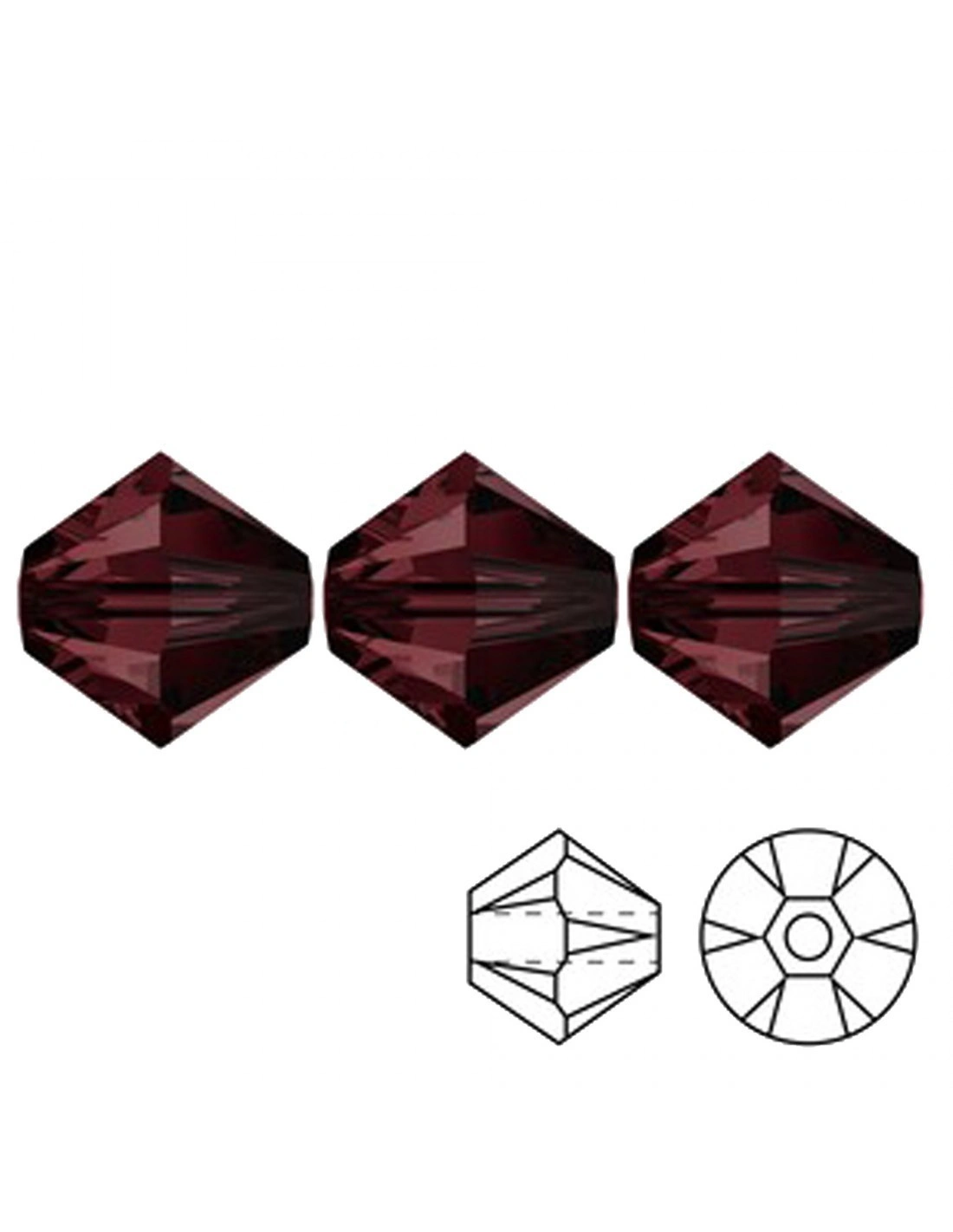 Bicone Dark Siam 4 mm  - 144 pcs - Biconi