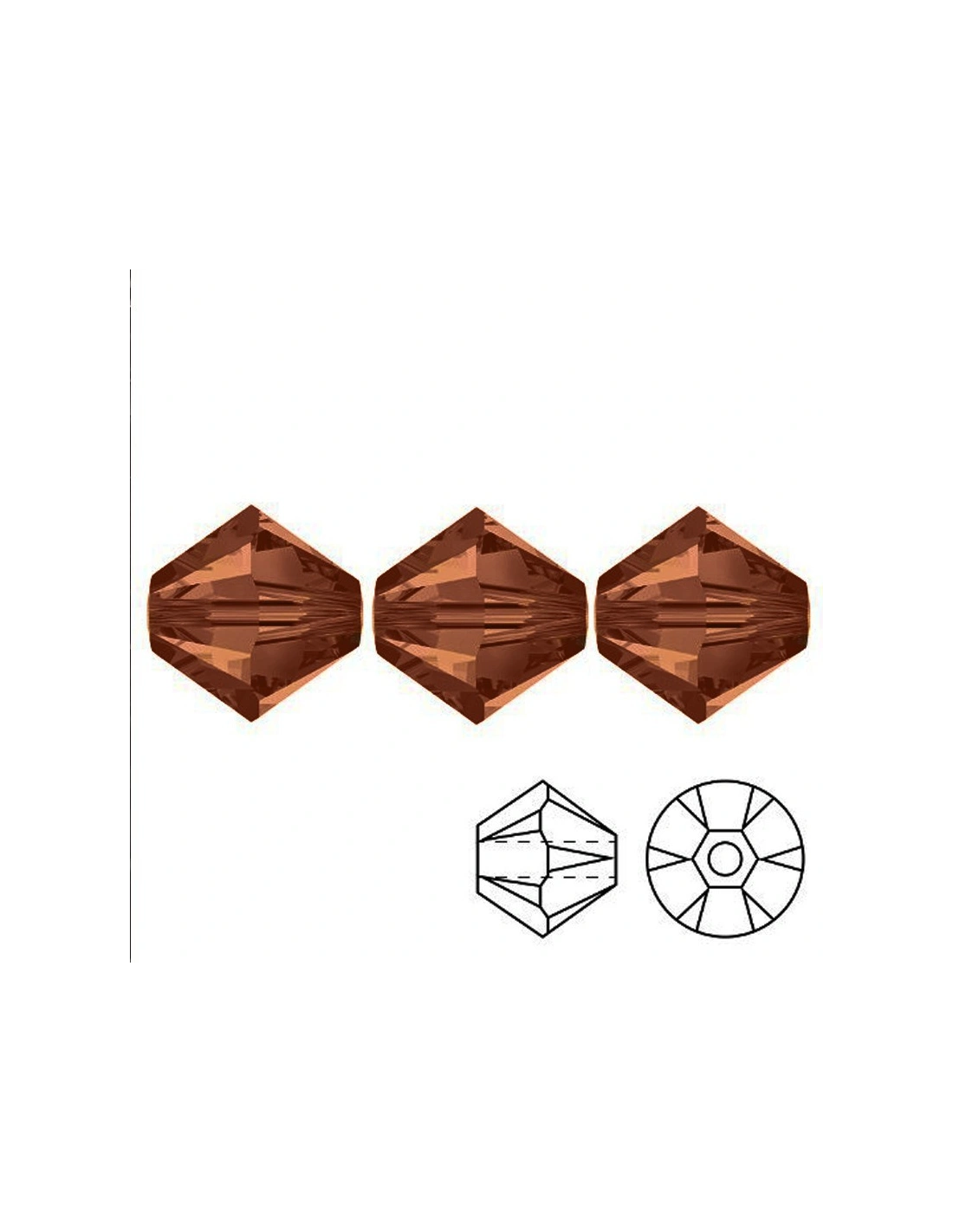 Bicone Dark Topaz  4 mm - 144 pcs - Biconi