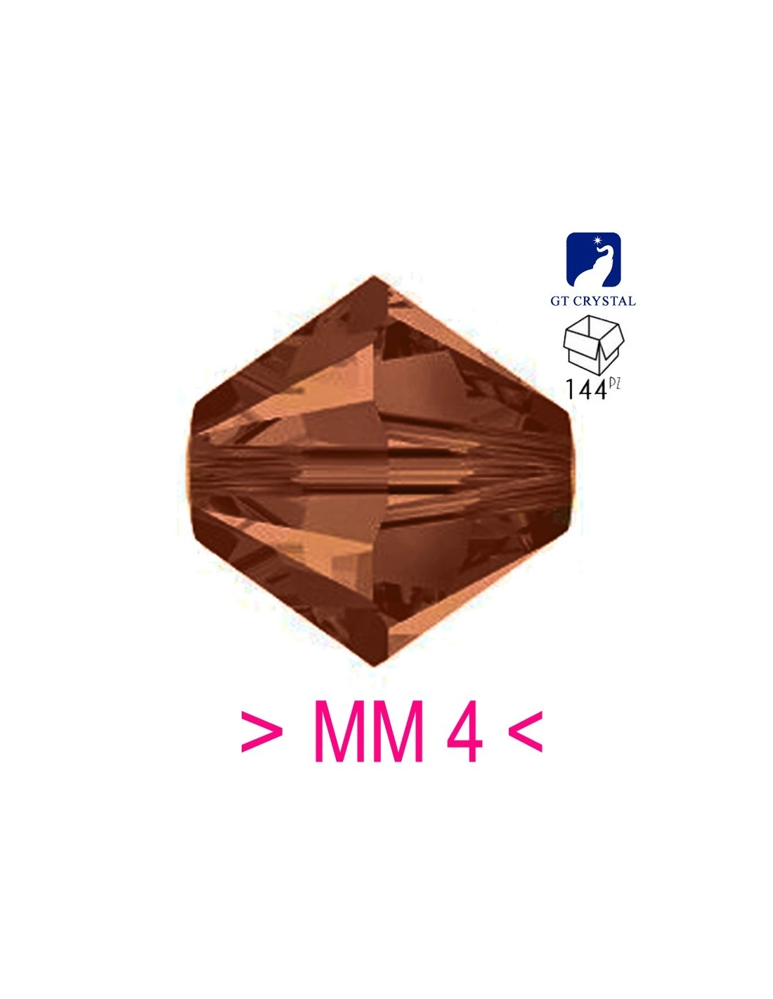 Bicone Dark Topaz  4 mm - 144 pcs - Biconi