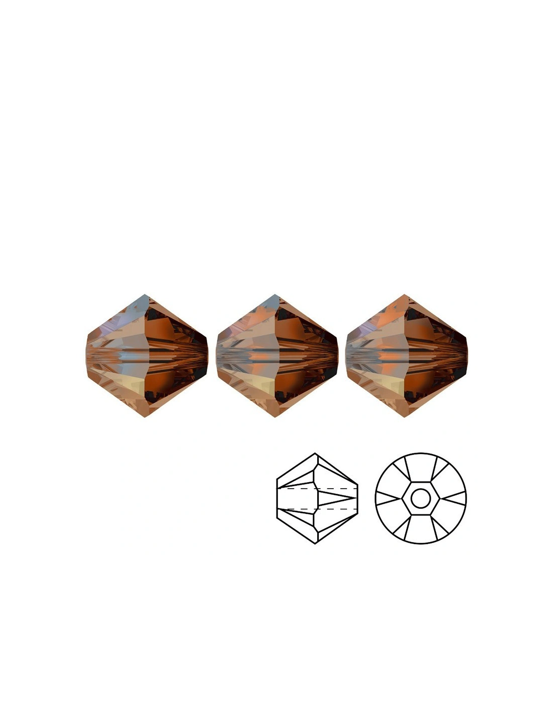 Bicone Dark Topaz AB 4 mm - 144 pcs - Biconi