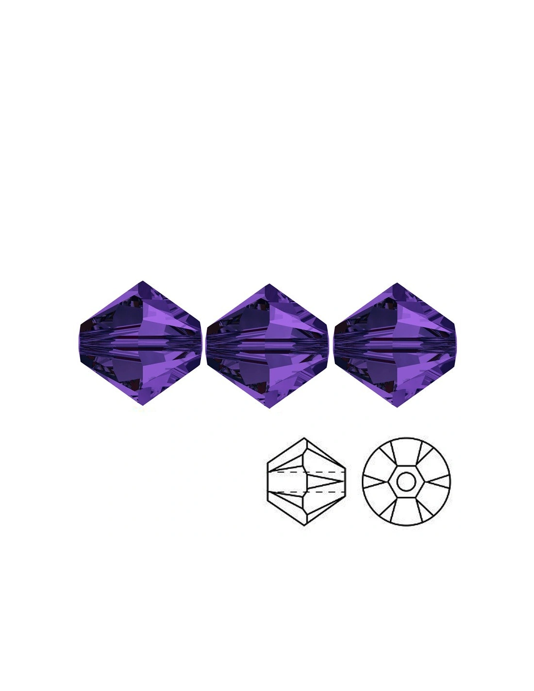 Bicono in Cristallo GT Crystal mm 4 Deep Violet - 144PZ