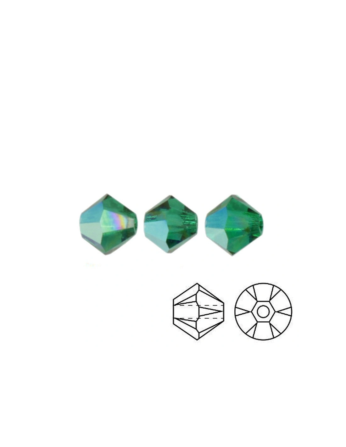 Bicono in Cristallo GT Crystal mm 4 Emerald AB - 144PZ