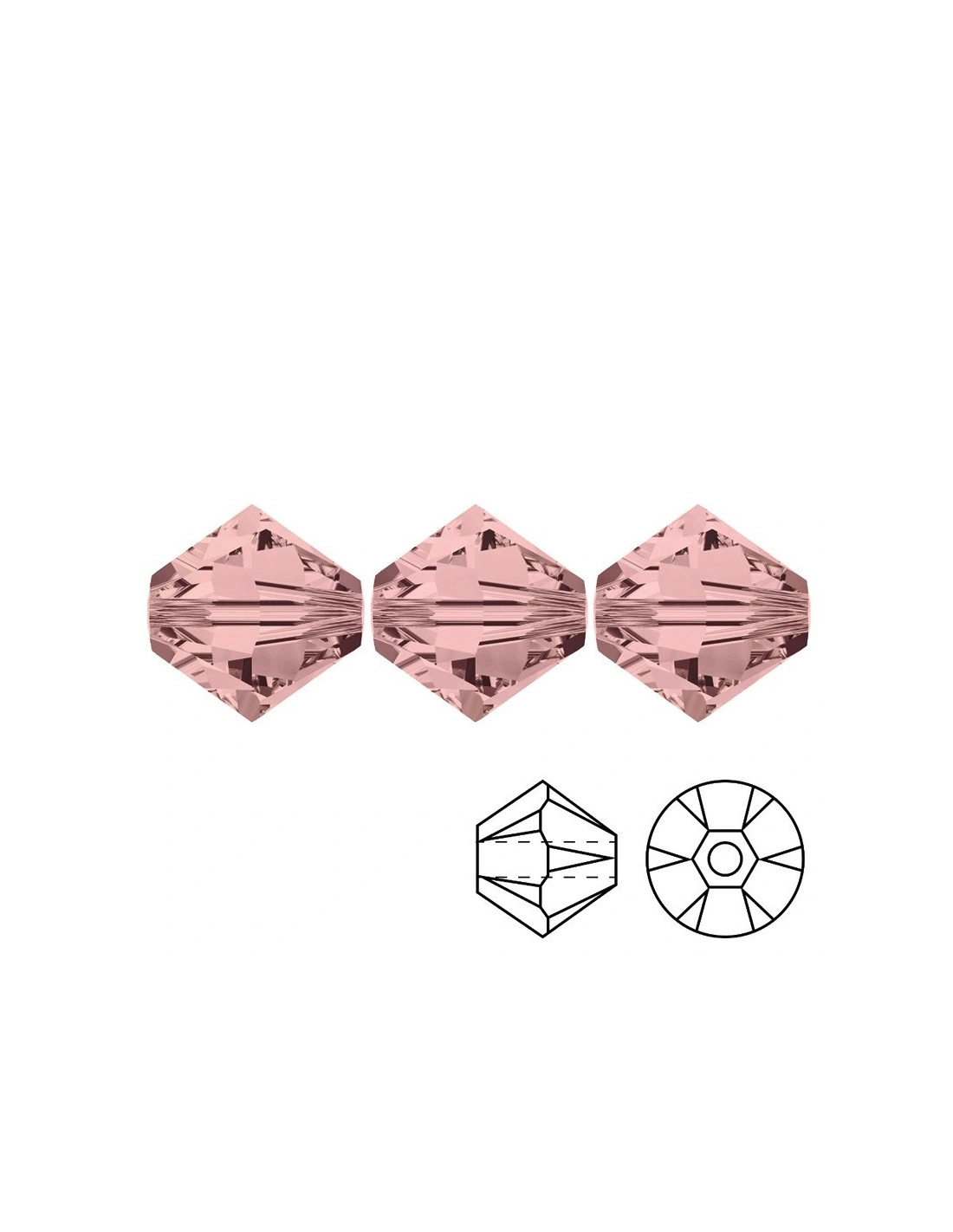 Bicono in Cristallo GT Crystal mm 4 French Rose - 144PZ