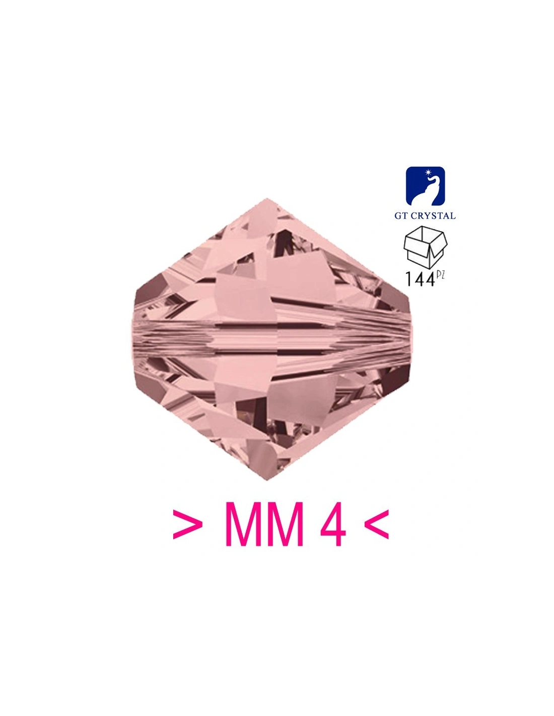 Bicone French Rose 4 mm- 144 pcs - Biconi