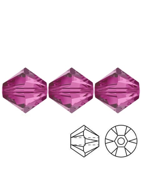 Bicono in Cristallo GT Crystal mm 4 Fuchsia - 144PZ
