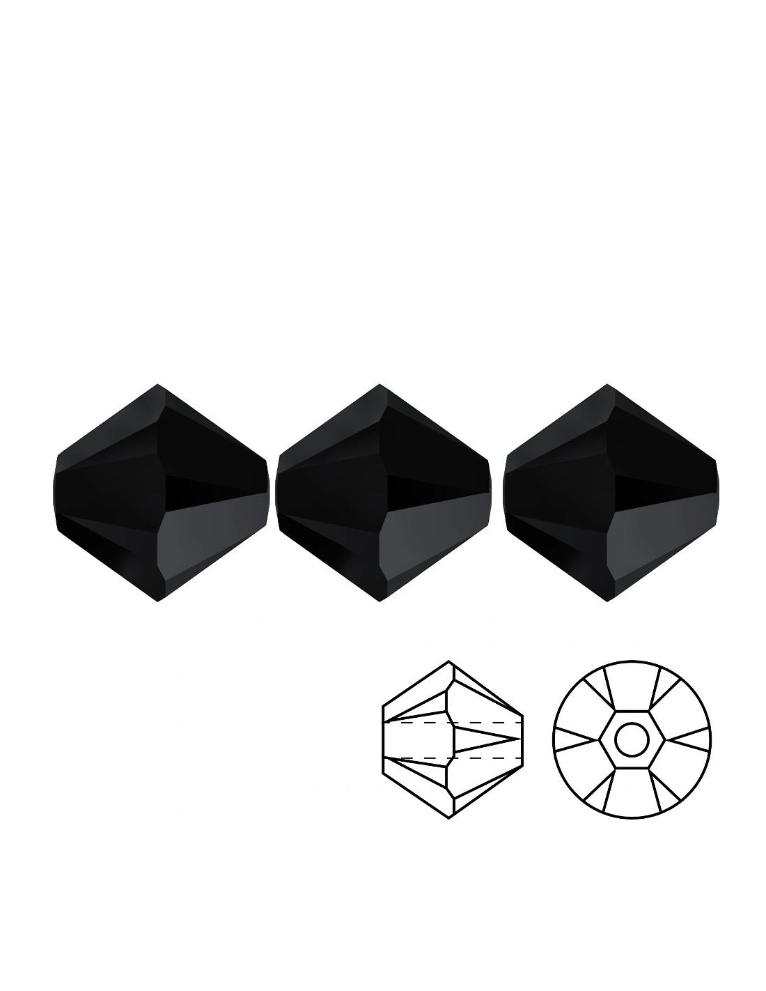 Bicone Jet 4 mm - 144 Pcs - Biconi