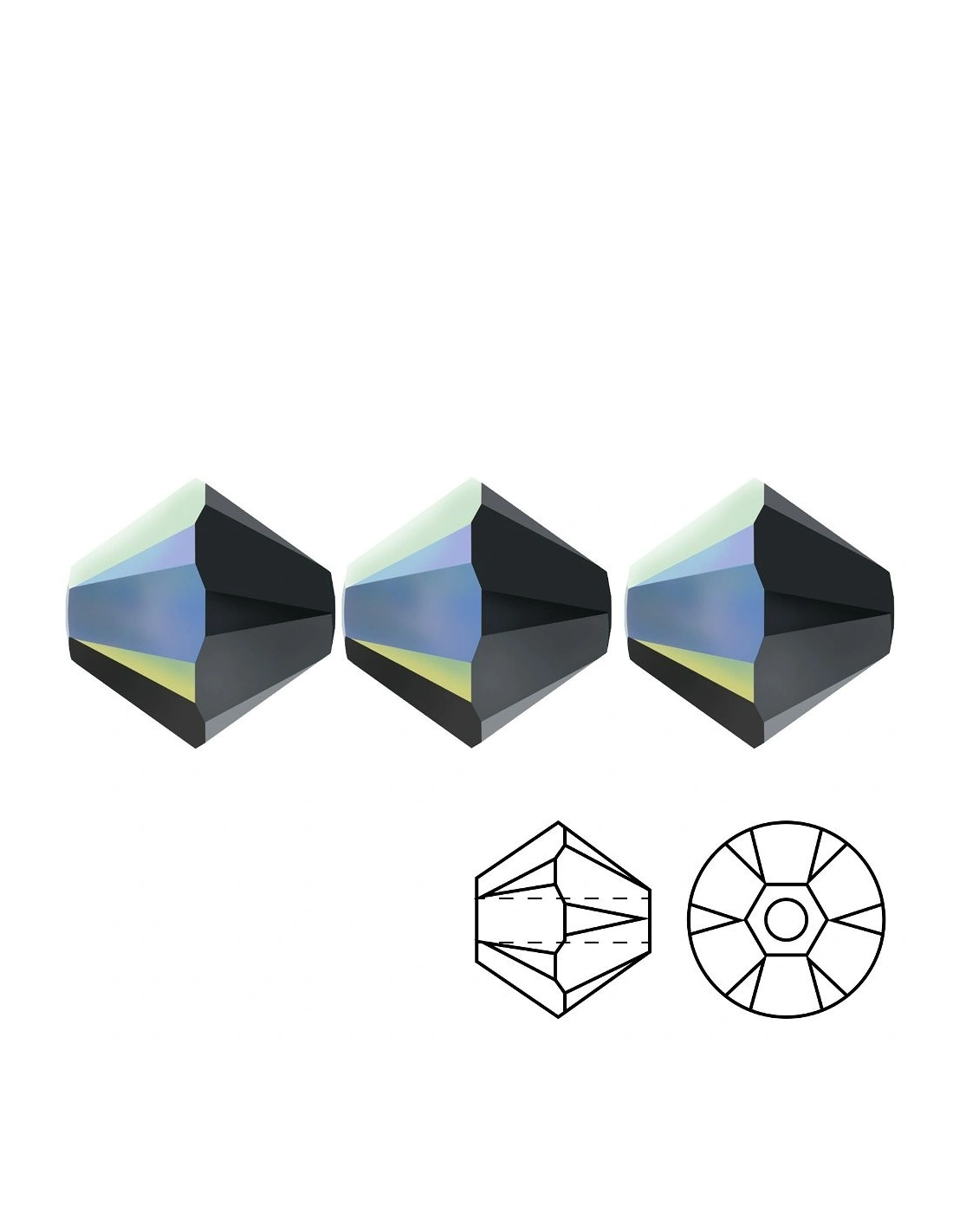 Bicone  Jet AB 4 mm - 144 pcs - Biconi