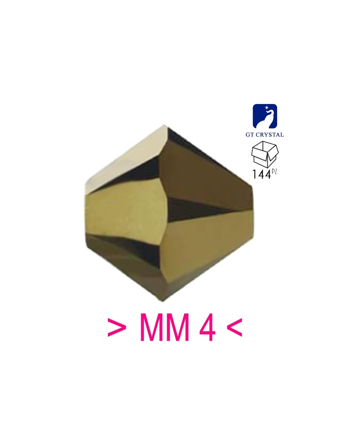 Bicono in Cristallo mm GT Crystal 4 Jet Gold Bronze - 144PZ