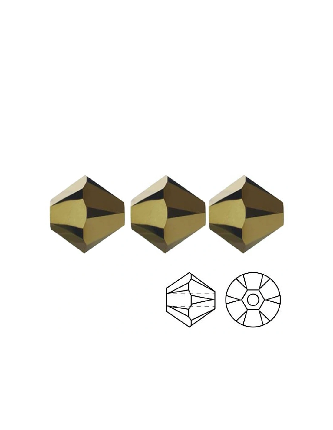 Bicono in Cristallo mm 4 Jet Gold Bronze - 144PZ - Biconi