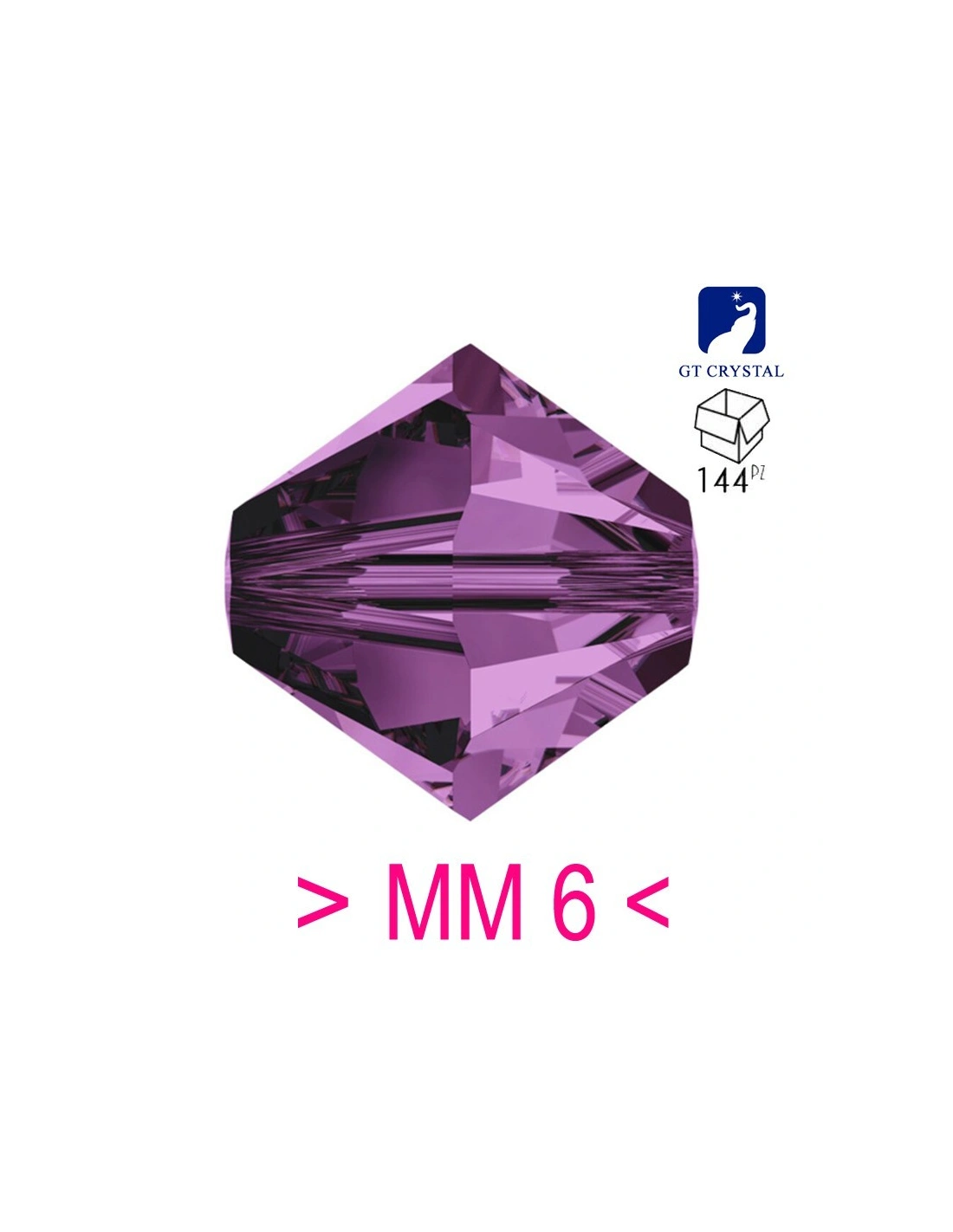 Bicone Amethyst 6 mm - Pack 144 pcs - Biconi
