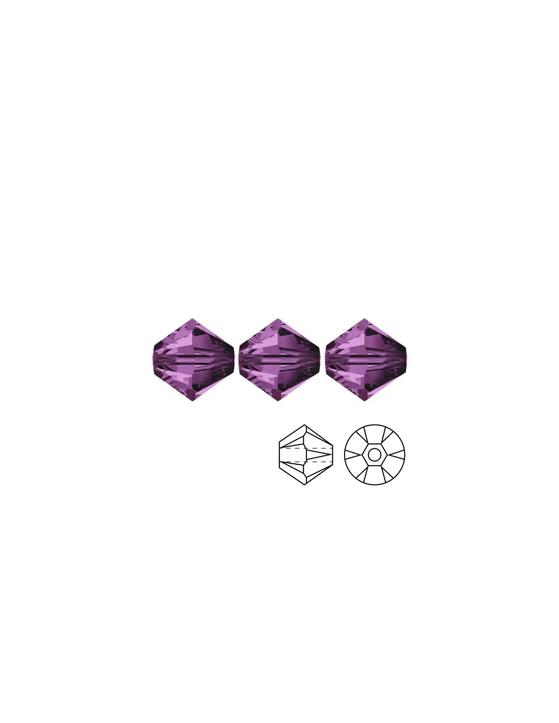 Bicone Amethyst 6 mm - Pack 144 pcs - Biconi
