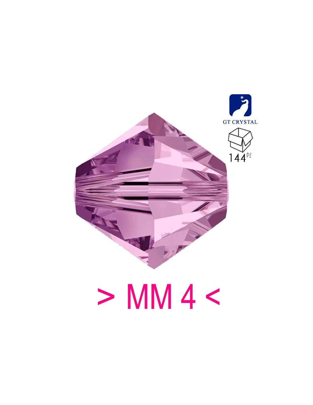 Bicone Lt. Amethyst 4 mm- 144Pcs - Biconi