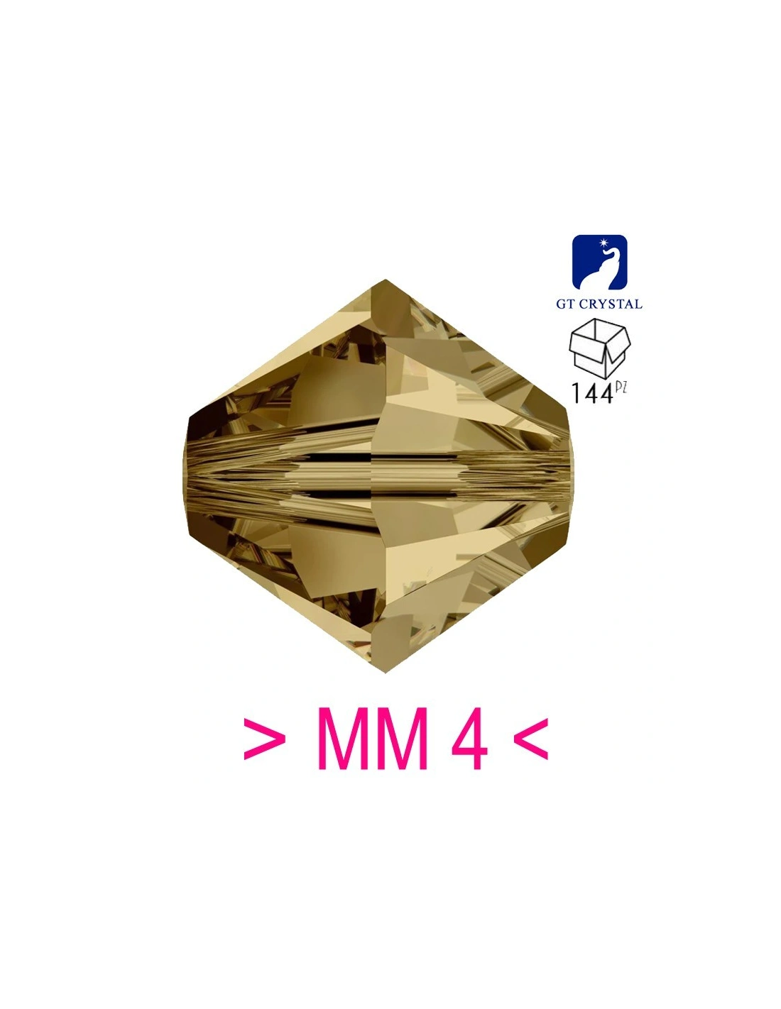 Bicone Lt. Col. Topaz 4 mm- 144Pcs - Biconi