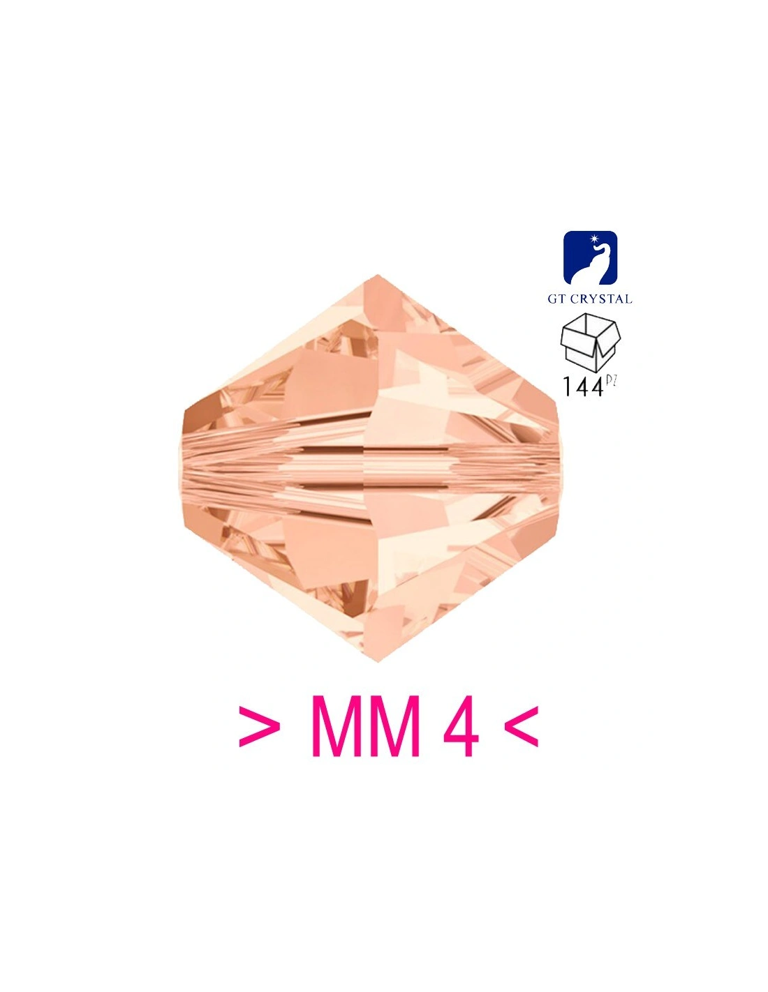Bicono in Cristallo GT Crystal mm 4 Lt. Peach - 144PZ