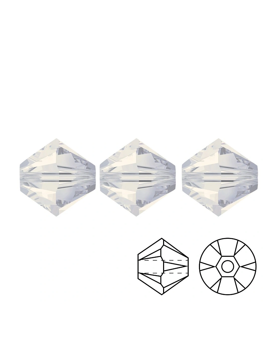 Bicone White Opal 4 mm - 144 pcs - Biconi