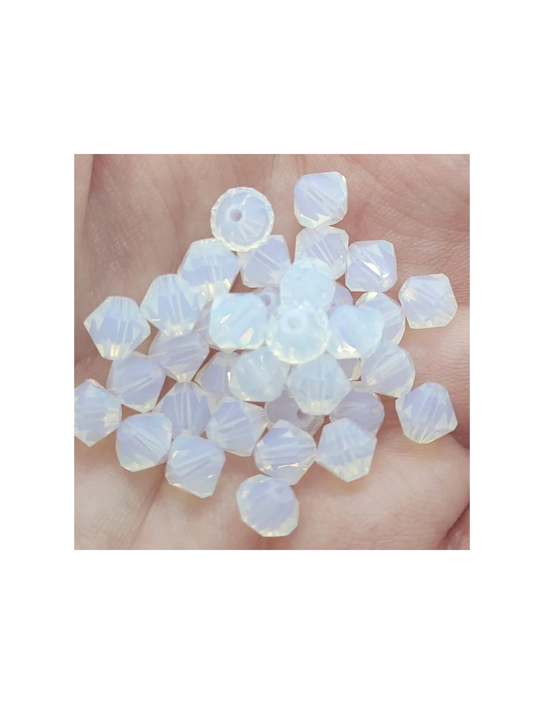 Bicone White Opal 4 mm - 144 pcs - Biconi