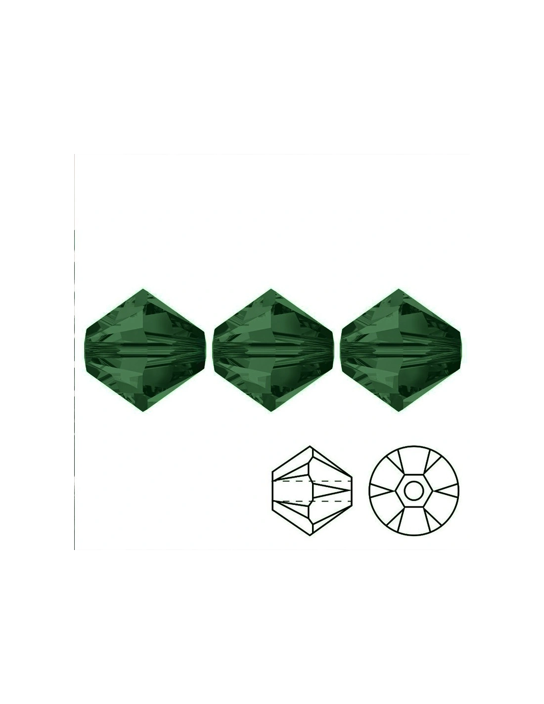 Bicono in Cristallo GT Crystal mm 4 Medium Emerald - 144PZ
