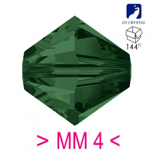 Bicono in Cristallo GT Crystal mm 4 Medium Emerald - 144PZ