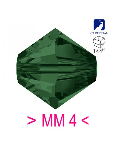 Bicono in Cristallo GT Crystal mm 4 Medium Emerald - 144PZ