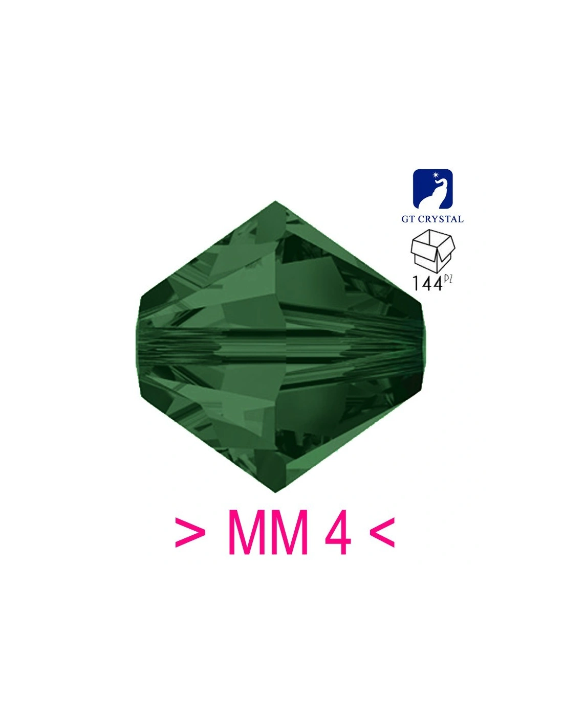 Bicone Medium Emerald  4 mm - 144 pcs - Biconi