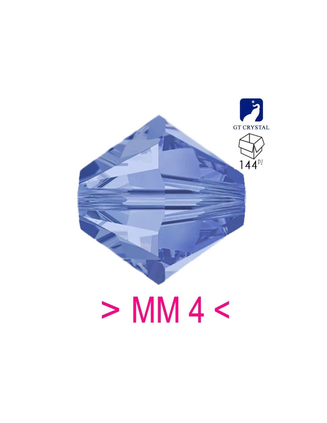 Bicono in Cristallo GT Crystal mm 4 Lt. Sapphire - 144PZ