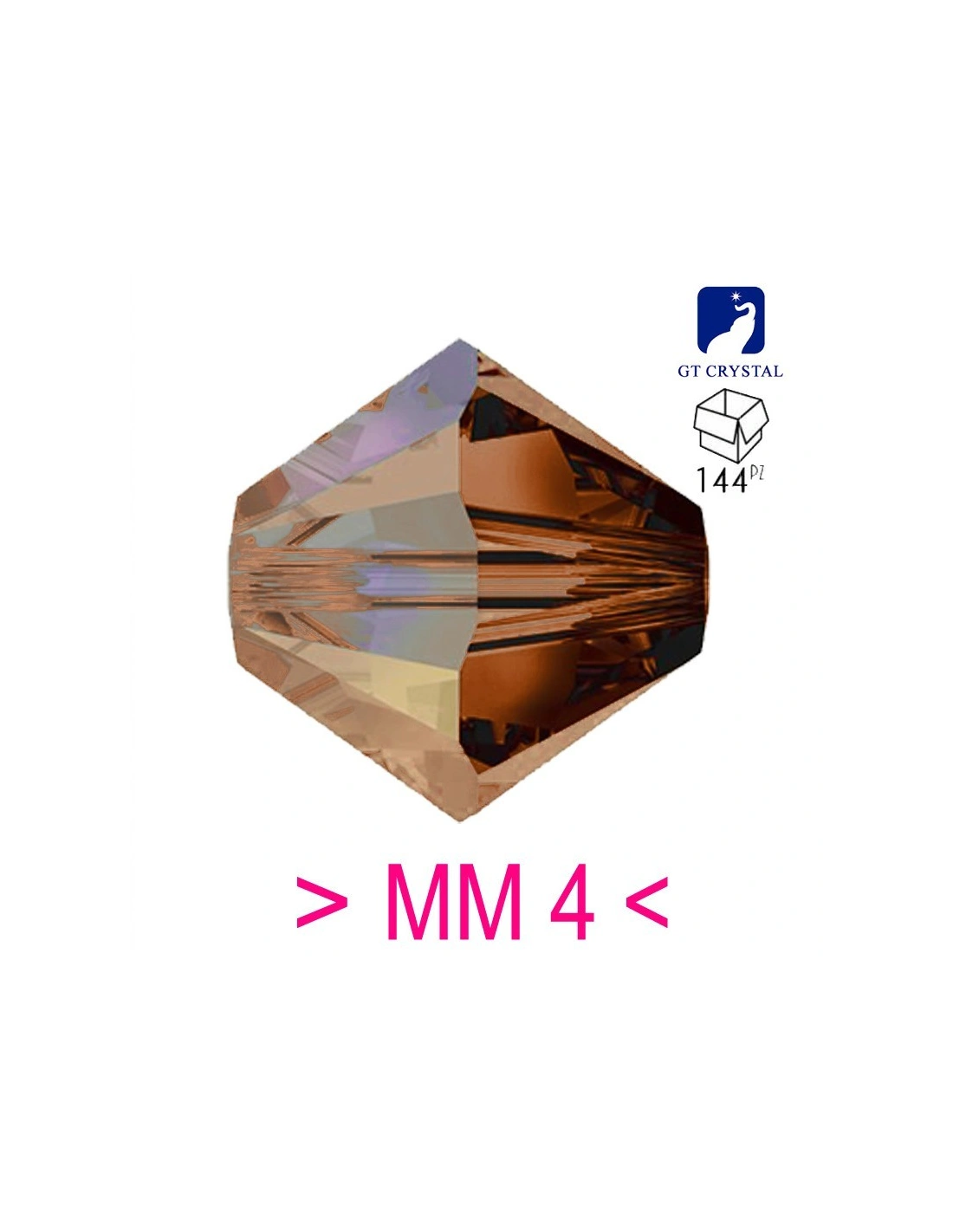 Bicono in Cristallo GT Crystal mm 4 Sliperit - 144PZ