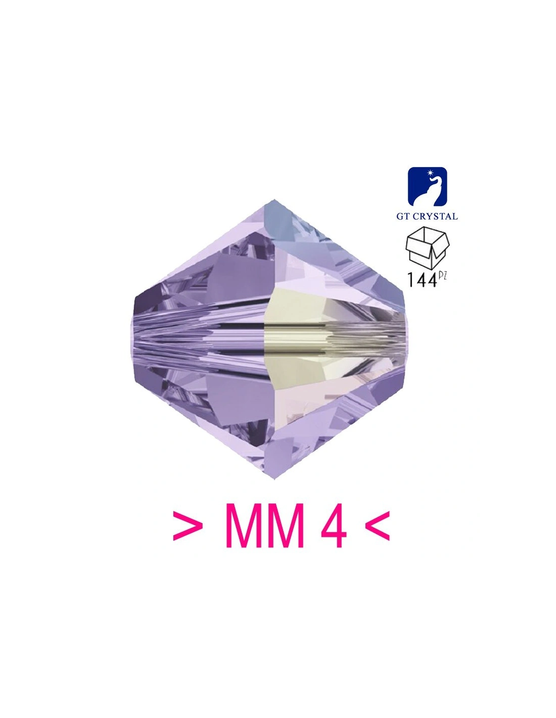 Bicone  Violet AB 4 mm - 144 pcs - Biconi