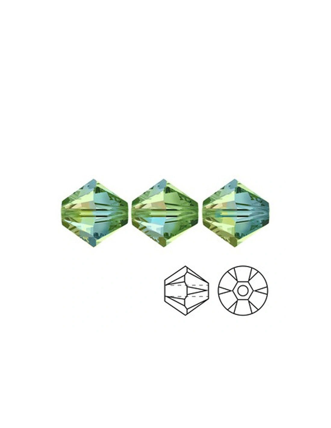 Bicone Peridot AB 4 mm - 144 pcs - Biconi