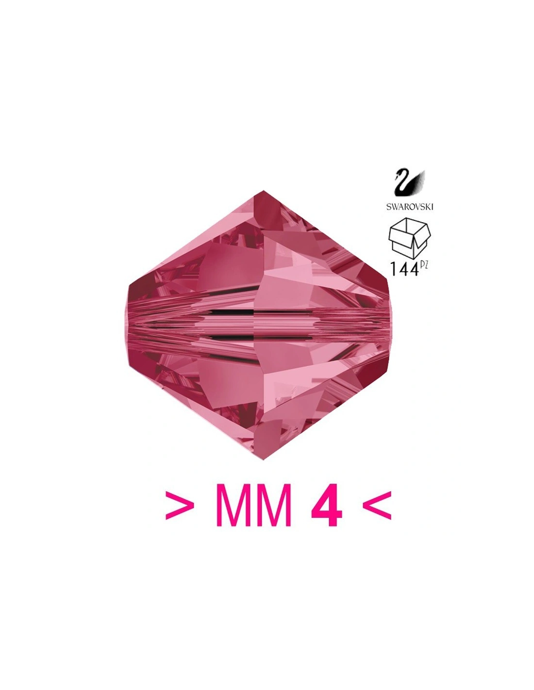 Bicone Swarovski mm 4 Indian Pink - 144 pcs - Biconi