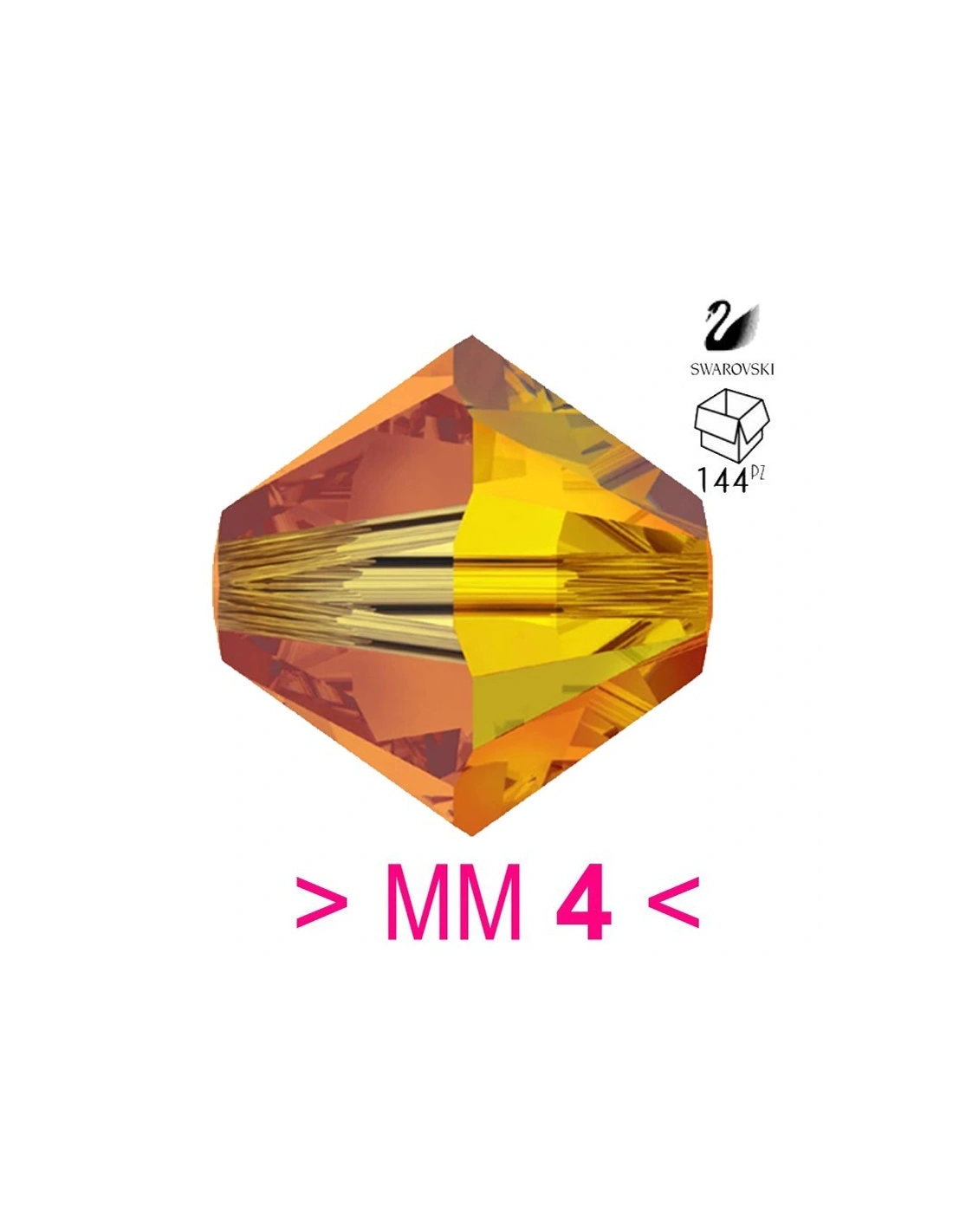 Bicone Swarovski mm 4 Fireopal - 144 pcs - Biconi
