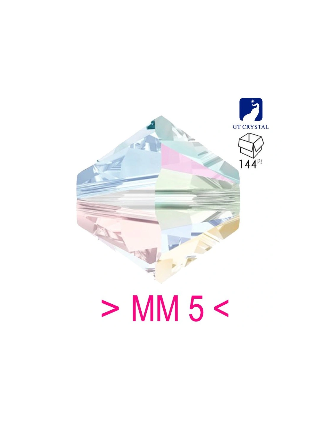 Bicone Crystal AB mm 5  - 144 pcs - Biconi