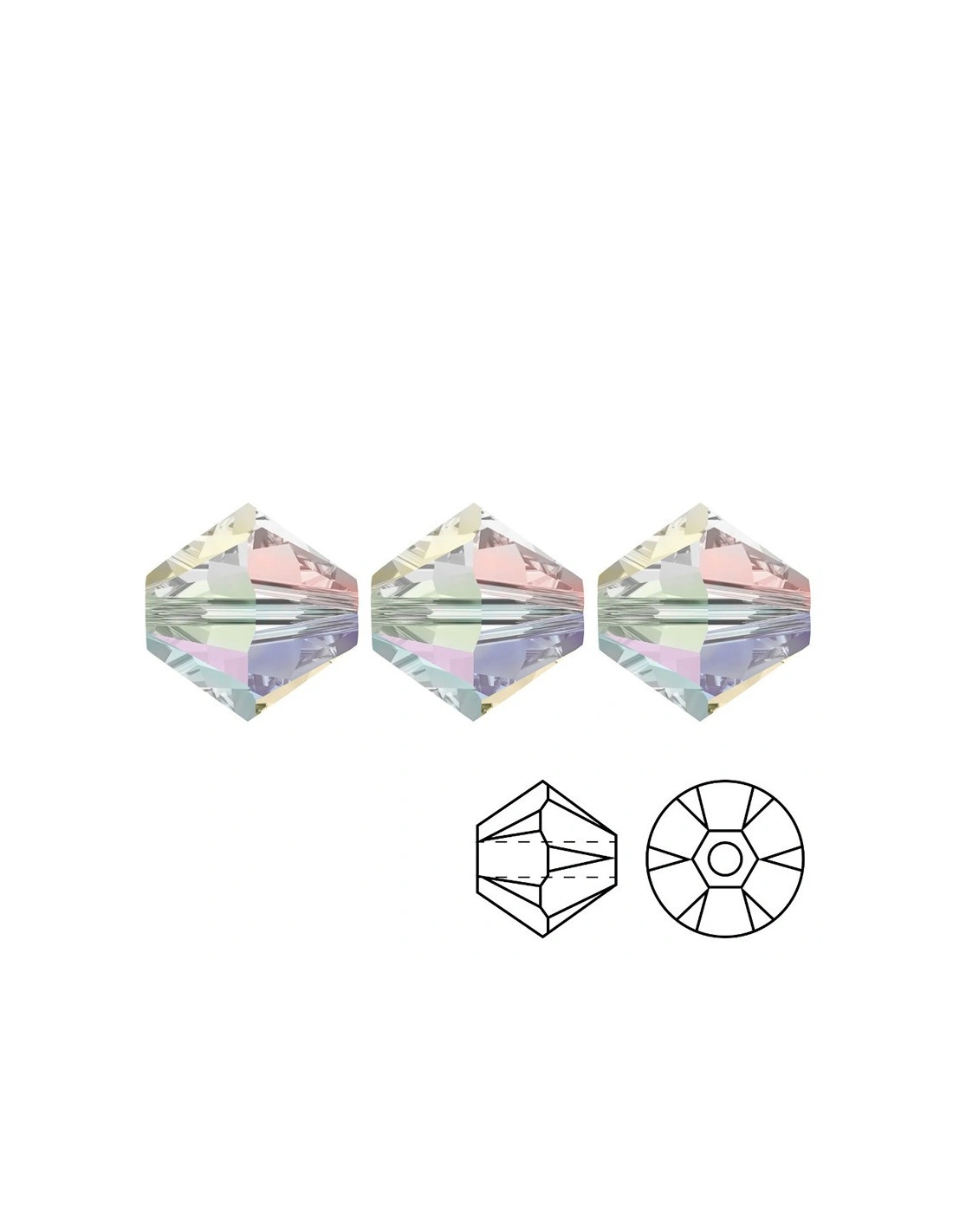 Bicone Crystal AB mm 5  - 144 pcs - Biconi