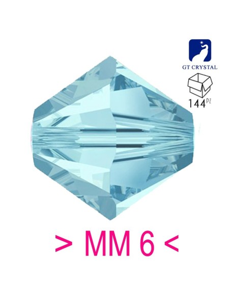 Bicono in Cristallo GT Crystal mm 6 Aqua - 144PZ