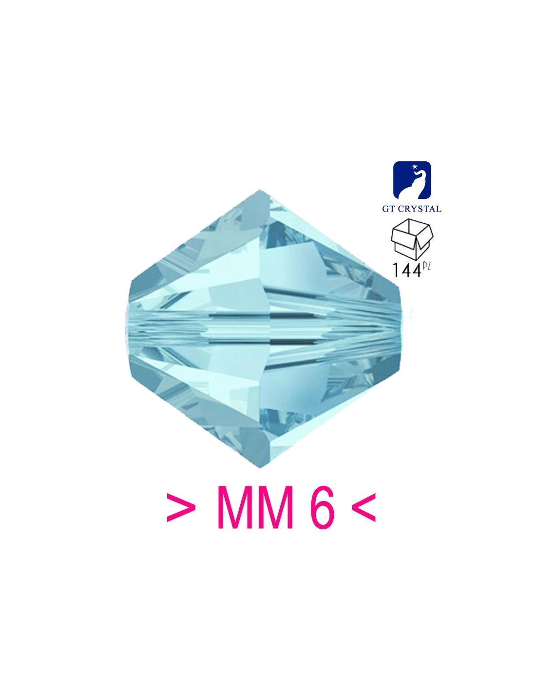 Bicone Aqua 6 mm - Pack 144 pcs - Biconi