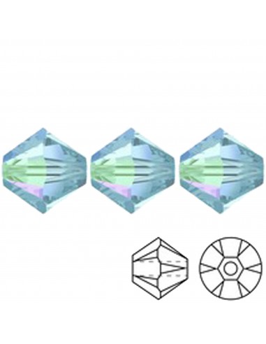 Bicono in Cristallo GT Crystal mm 6 Aqua AB - 144PZ