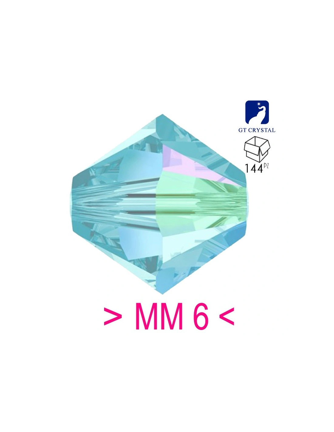 Aqua AB Crystal Bicone - 144Pcs - Biconi