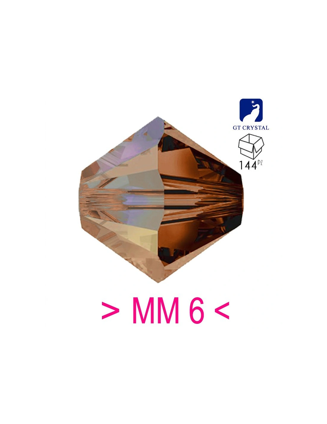 Bicono in Cristallo GT Crystal mm 6 Sliperit - 144PZ