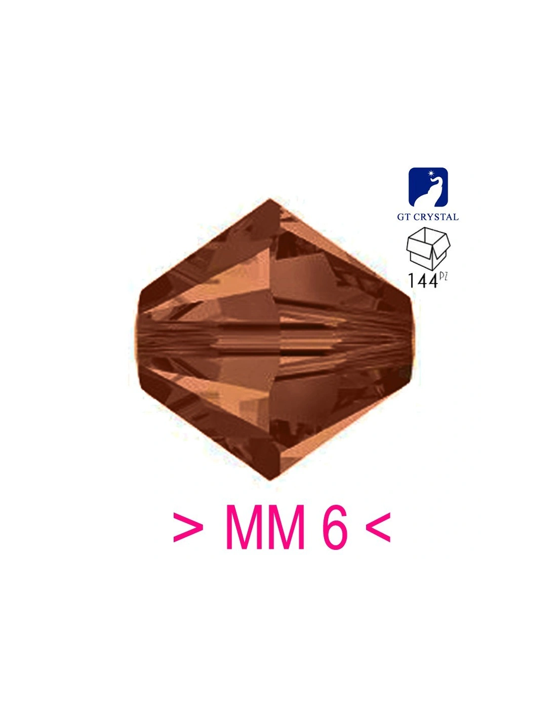 Bicone Dark Topaz 6 mm - Pack 144 pcs - Biconi