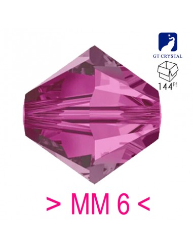 Bicono in Cristallo GT Crystal mm 6 Fuchsia - 144PZ