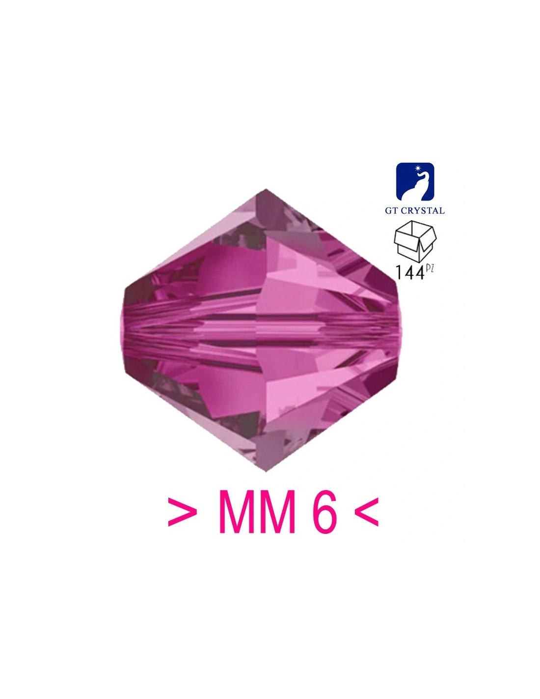 Bicono in Cristallo GT Crystal mm 6 Fuchsia - 144PZ
