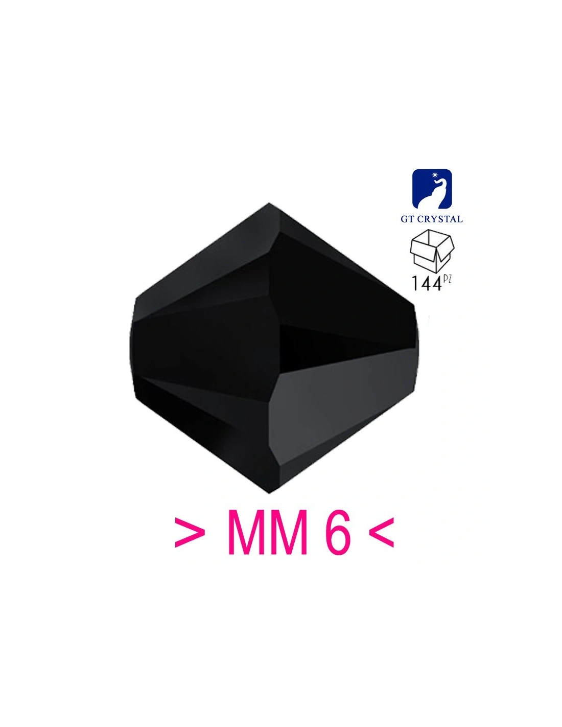 Bicone Jet 6 mm - Pack 144 pcs - Biconi
