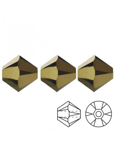 Bicono in Cristallo GT Crystal mm 6  Jet Gold Bronze - 144PZ Bicono in Cristallo GT Crystal mm 6  Jet Gold Bronze - 144PZ