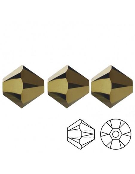 Bicono in Cristallo GT Crystal mm 6  Jet Gold Bronze - 144PZ Bicono in Cristallo GT Crystal mm 6  Jet Gold Bronze - 144PZ
