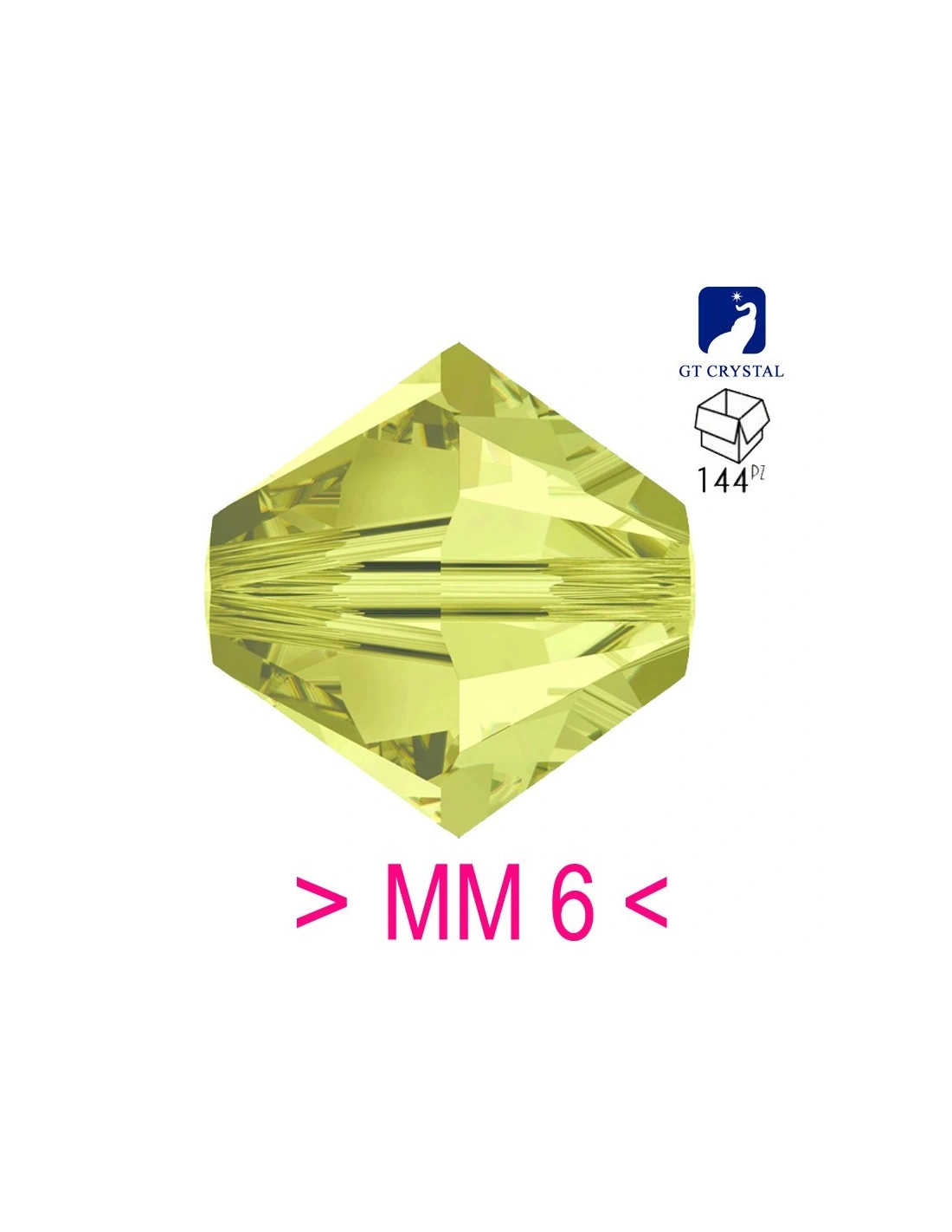 Bicono in Cristallo GT Crystal mm 6 Jonquil - 144PZ